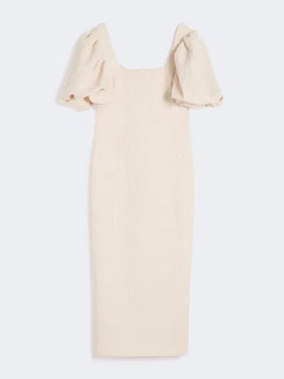 Max Mara Long Jacquard Cloque Dress In White