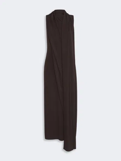 Max Mara Long Jersey Dress In Chocolate