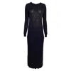 Max Mara Long Knit Dress In Navy Blue Viscose In Blue