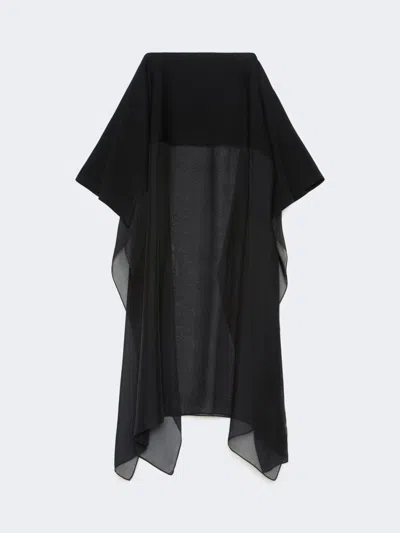 Max Mara Long Knit Fabric And Silk Georgette Skirt In Multi