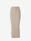 Max Mara Wool And Cashmere Knit Skirt In Beige