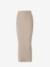 Max Mara Seta Wool And Cashmere Knit Skirt In Beige