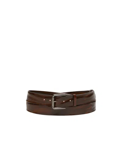 Max Mara Leather Buckle Belt In Brown