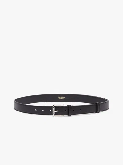 Max Mara Long Leather Belt In Black
