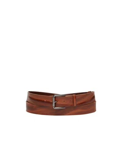 Max Mara Long Leather Belt In Brown
