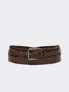 Max Mara Long Leather Belt In Brown