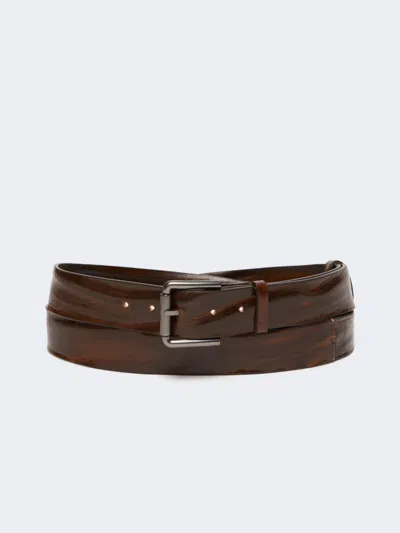 Max Mara Long Leather Belt In Brown