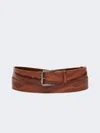 Max Mara Long Leather Belt In Brown