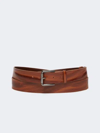 Max Mara Long Leather Belt In Brown