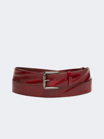 Max Mara Long Leather Belt In Burgundy