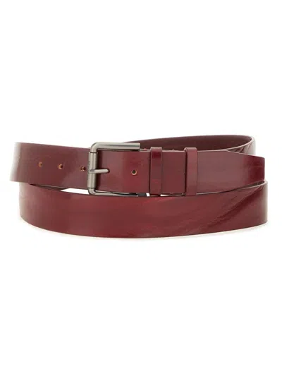 Max Mara Adjustable Leather Belt Metal Buckle In Red