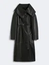Max Mara Long Leather Coat In Black