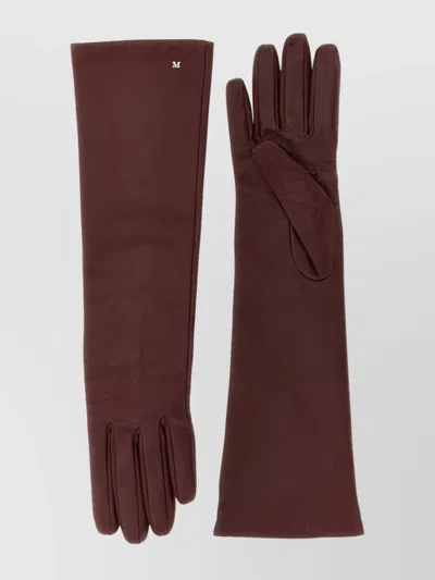 Max Mara Long Length Five-finger Gloves In Brown