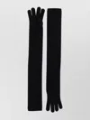 Max Mara Long Knitted Five Fingers Soft Gloves In Black