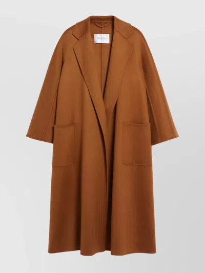 Max Mara Long Length Wide Sleeves Coats In Brown