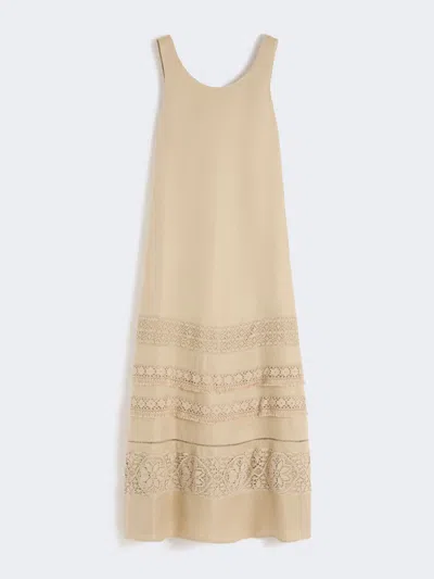 Max Mara Long Linen Dress In Neutral