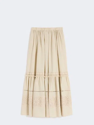 Max Mara Long Linen Fabric Skirt In Neutral