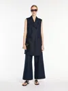 Max Mara Long Linen Waistcoat In Navy