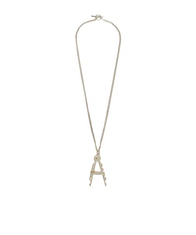 Max Mara Long Metal Pendant Necklace In Silver