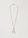 Max Mara Long Metal Pendant Necklace In Silver