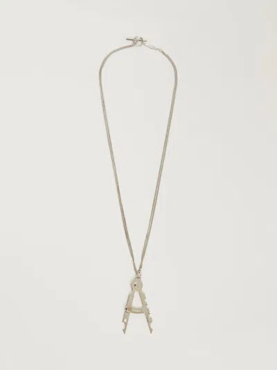 Max Mara Long Metal Pendant Necklace In Metallic