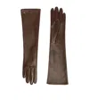 Max Mara Long Nappa Leather Gloves In Brown