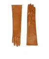 Max Mara Long Nappa Leather Gloves In Brown