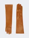 Max Mara Long Nappa Leather Gloves In Sand