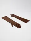 Max Mara Long Nappa-leather Gloves In Tobacco