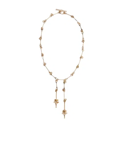 Max Mara Long Necklace With Double Pendant In Gold