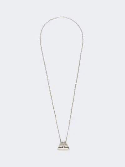 Max Mara Long Necklace With Large Pasticcino Bag Charm In Metallic