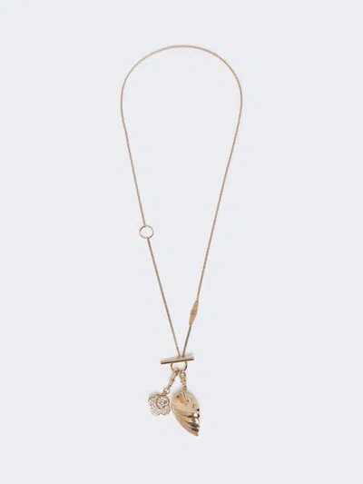 Max Mara Long Necklace With Pendants In Gold
