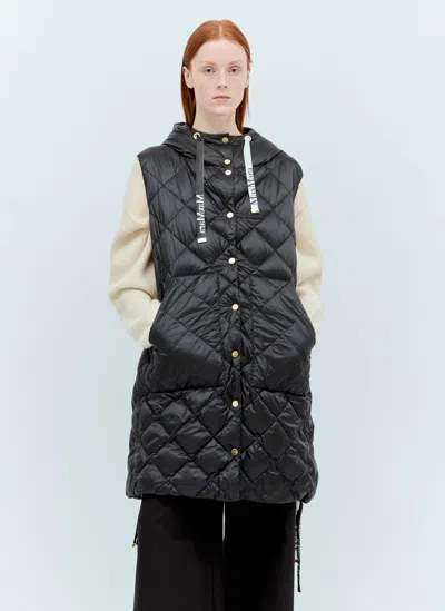 Max Mara Long Padded Gilet In Black