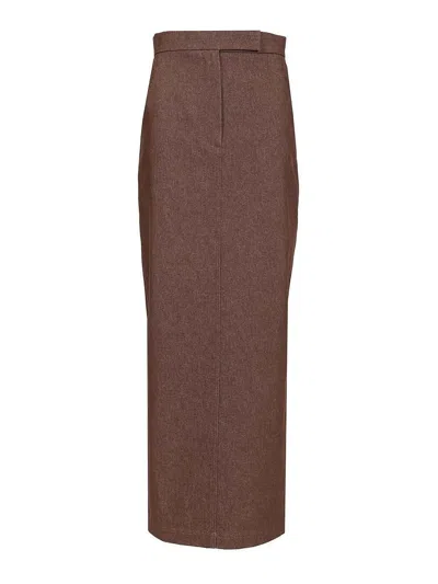 Max Mara Long Pencil Skirt In Brown
