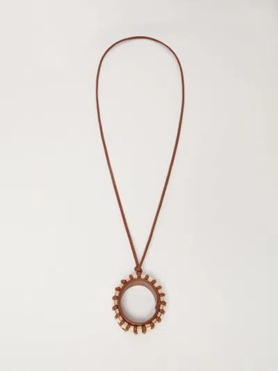 Max Mara Long Pendant Necklace In Tobacco