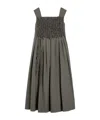 Max Mara Long Pleated Poplin Dress In Gray