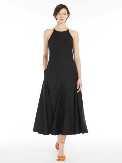 Max Mara Long Poplin Dress In Black
