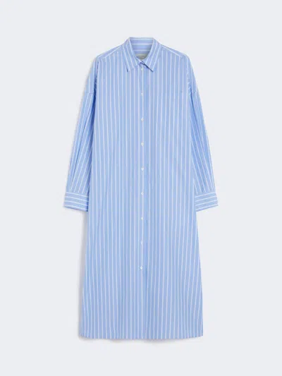 Max Mara Long Poplin Shirt Dress In Blue
