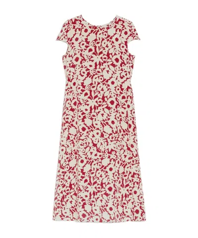Max Mara Long Printed Crepe Dress In Multicolor