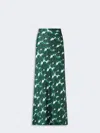 Max Mara Long Printed Silk Skirt In Green