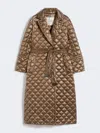 Max Mara Long Quilted Down Jacket In Water-repellent Fabric In Brown