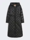 Max Mara Long Quilted Down Jacket In Water-repellent Fabric In Black