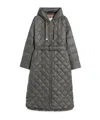 Max Mara Long Quilted Down Jacket In Water-repellent Fabric In Gray