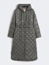 Max Mara Long Quilted Down Jacket In Water-repellent Fabric In Gray