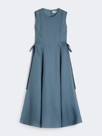 Max Mara Long Ramie Dress In Blue