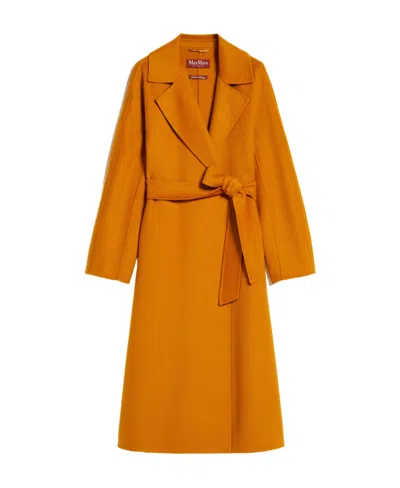 Max Mara Long Robe Overcoat In Orange
