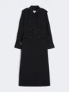 Max Mara Long Sable Trench Coat In Black