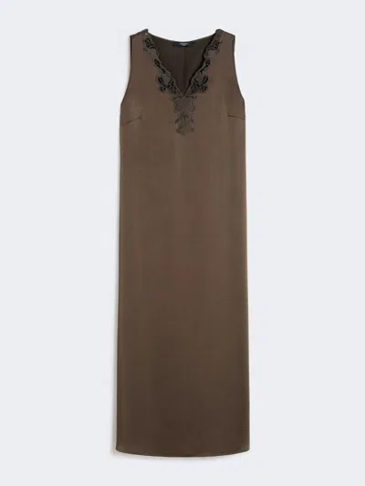 Max Mara Long Satin Dress In Brown