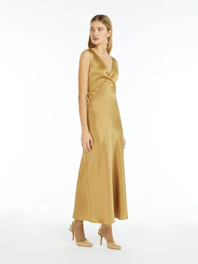 Max Mara Lazio Satin Long Dress In Neutro