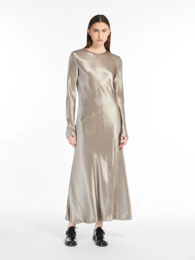 Max Mara Long Satin Dress In Metallic